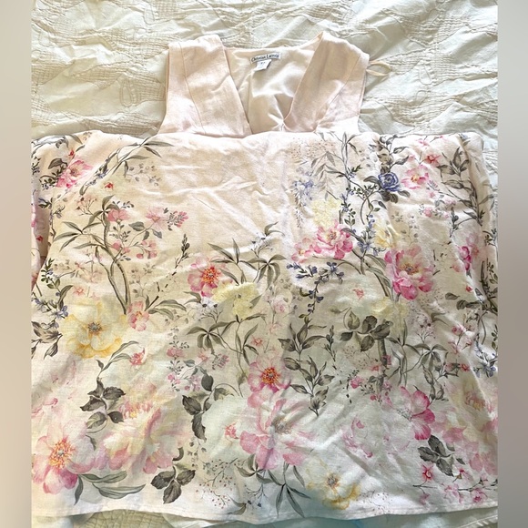 Christian Lacroix Light Pink Floral Maxi Dress linen / cotton vacation/summer dr - Picture 3 of 6